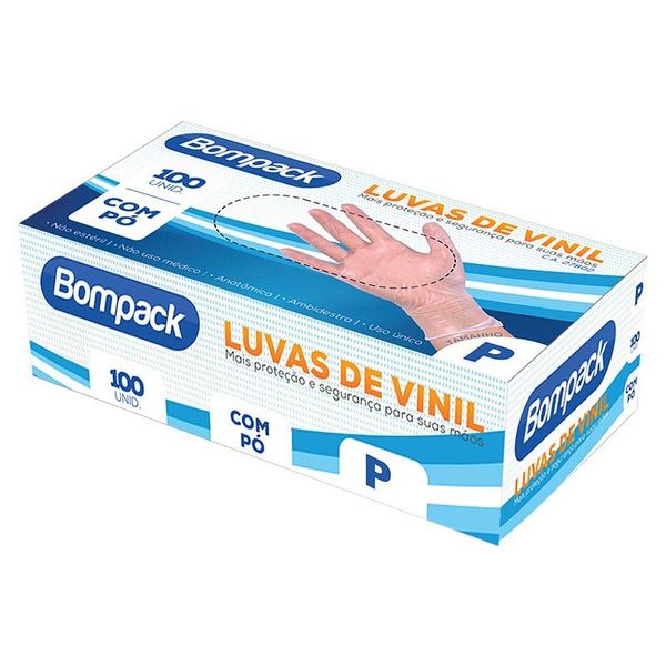 Luvas De Vinil Bompack P Com 100 Unidades