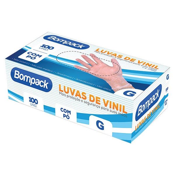 Luvas De Vinil Bompack G Com 100 Unidades