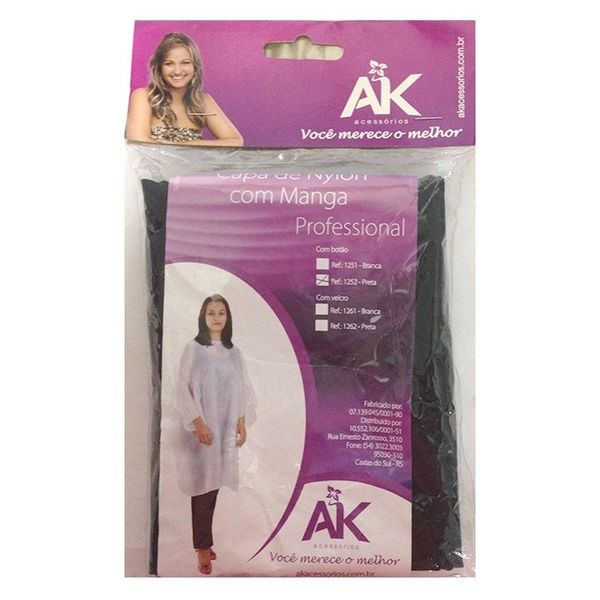 Capa Para Corte Ak Nylon Com Manga Com Botao Preto
