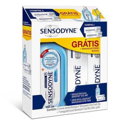 Kit Sensodyne 2 Creme Dental Branqueador Extra Flesh + Enxaguante Bucal