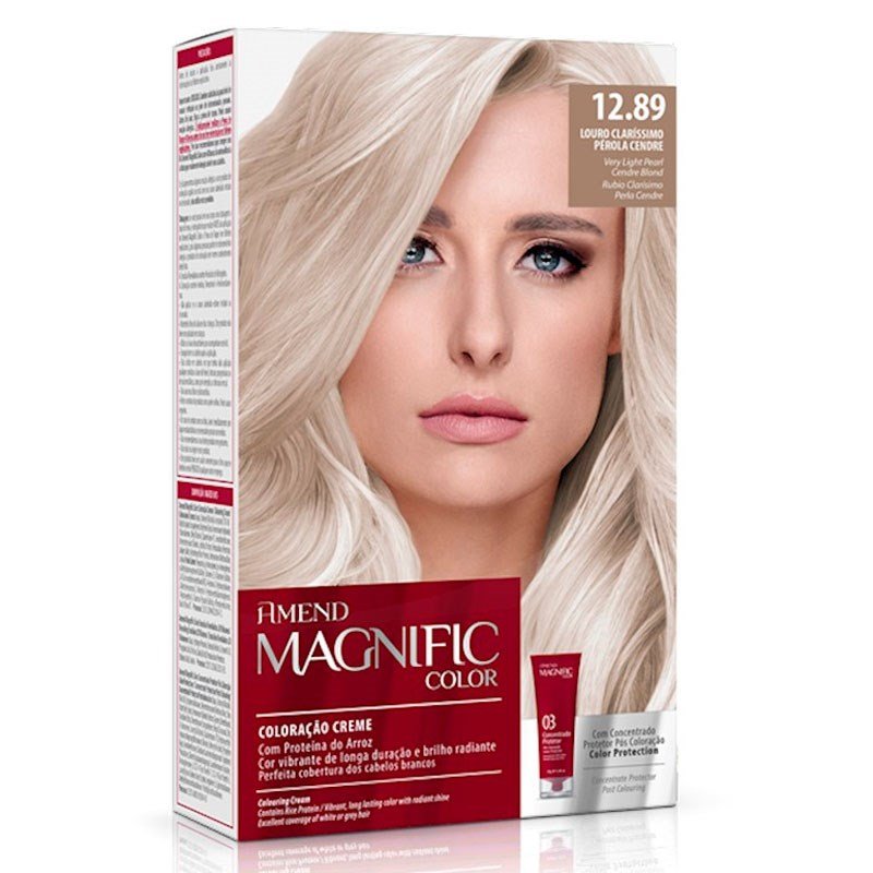 Kit Coloração Creme Amend Magnific Louro Claríssimo Pérola 12.89