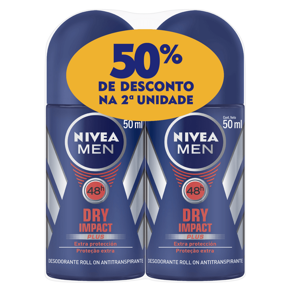 Desodorante Roll On Nivea Dry Masculino 2 Unidades