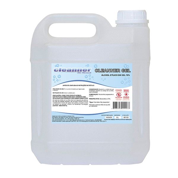 Alcool Gel 70% Cleanner Antisséptico 5 Litros