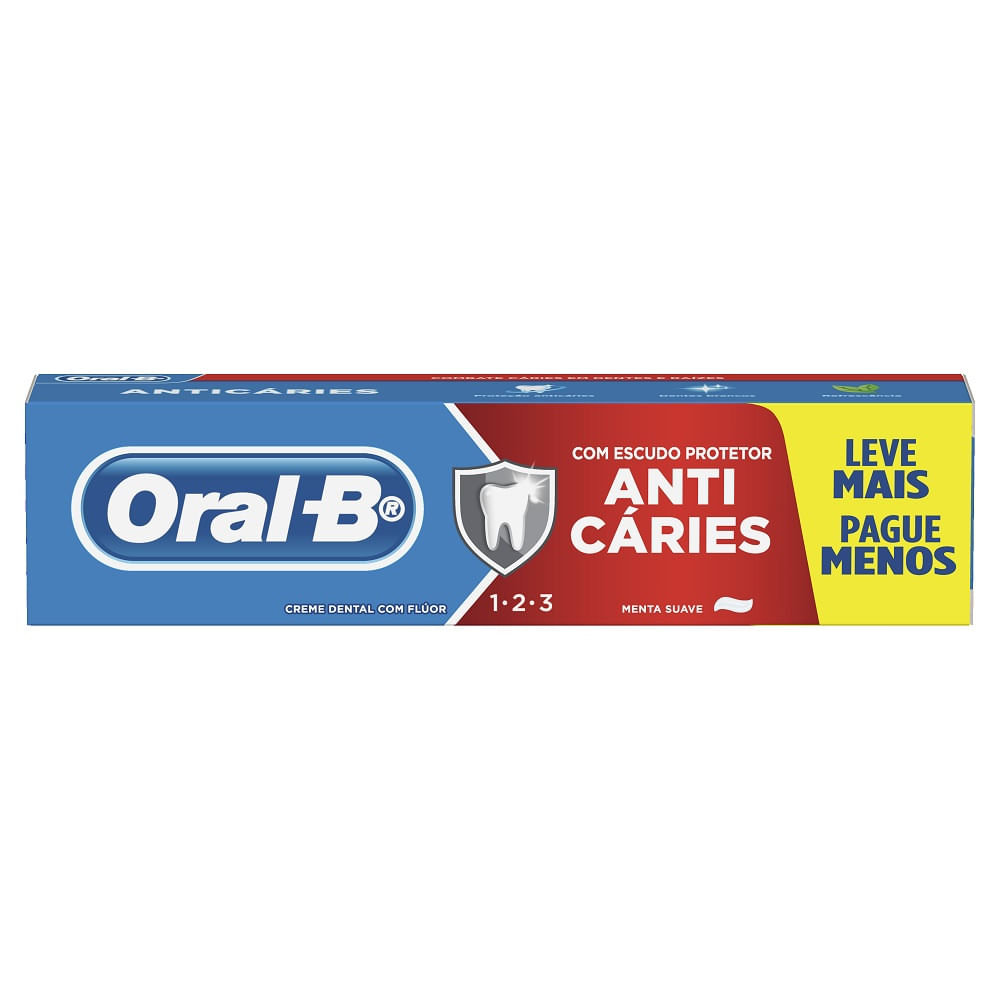 Creme Dental Oral B Anticarie 123 Menta Suave 150g