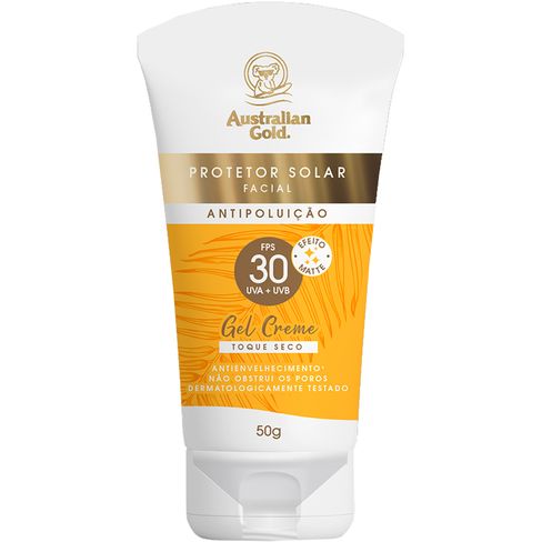 Protetor Solar Facial Australian Gold Gel Creme Toque Seco FPS30 50g - VENCIMENTO OUTUBRO 2026