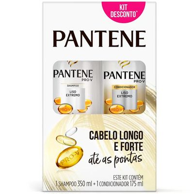 Kit Pantene Shampoo 350ml + Condicionador 175ml Liso Extremo