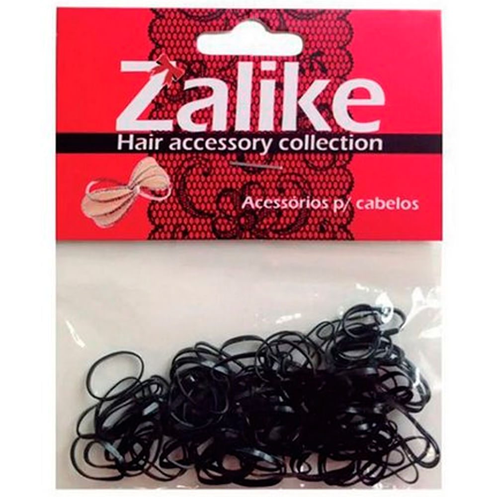 Kit Elástico Para Cabelo Zalike Silicone Preto 100 Unidades