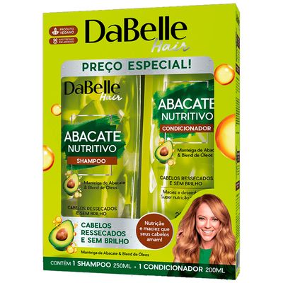 Kit Shampoo 250ml + Condicionador Dabelle Abacate Nutritivo 200ml