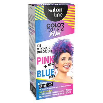 Kit Tonalizante Color Express Fun Mix Hair Pink Show + Blue Rock Salon Line 200g