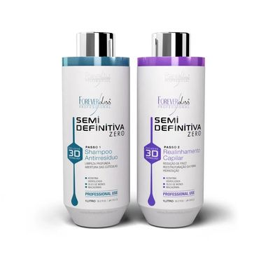 Kit Shampoo + Realinhamento Forever Liss Progressiva Semi Definitiva Zero 1L