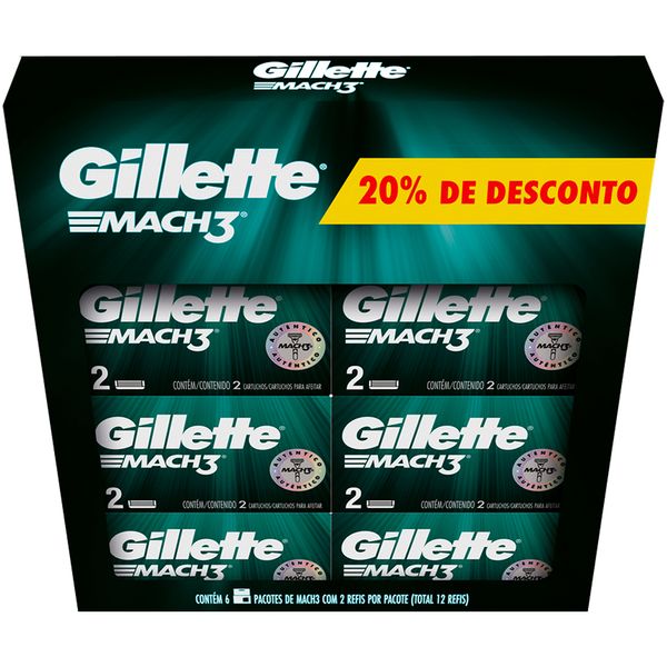 Kit Lamina Barbear Mach3 Regular 12 Cartuchos