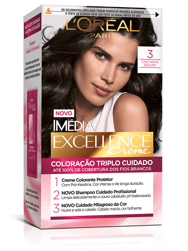 Kit Tintura Imédia Excellence L'Oréal Castanho Escuro 3