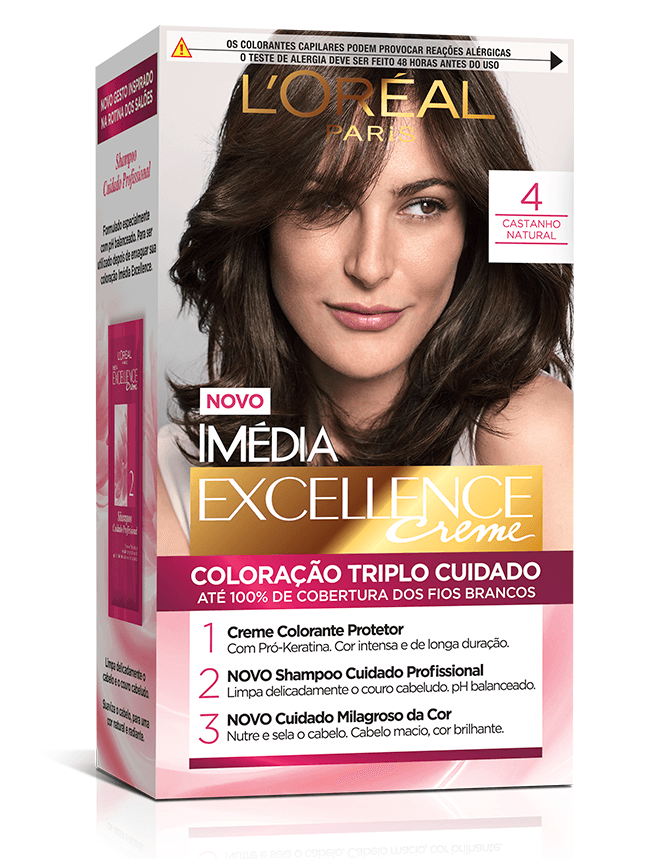 Kit Tintura Imédia Excellence L'Oréal Castanho Natural 4
