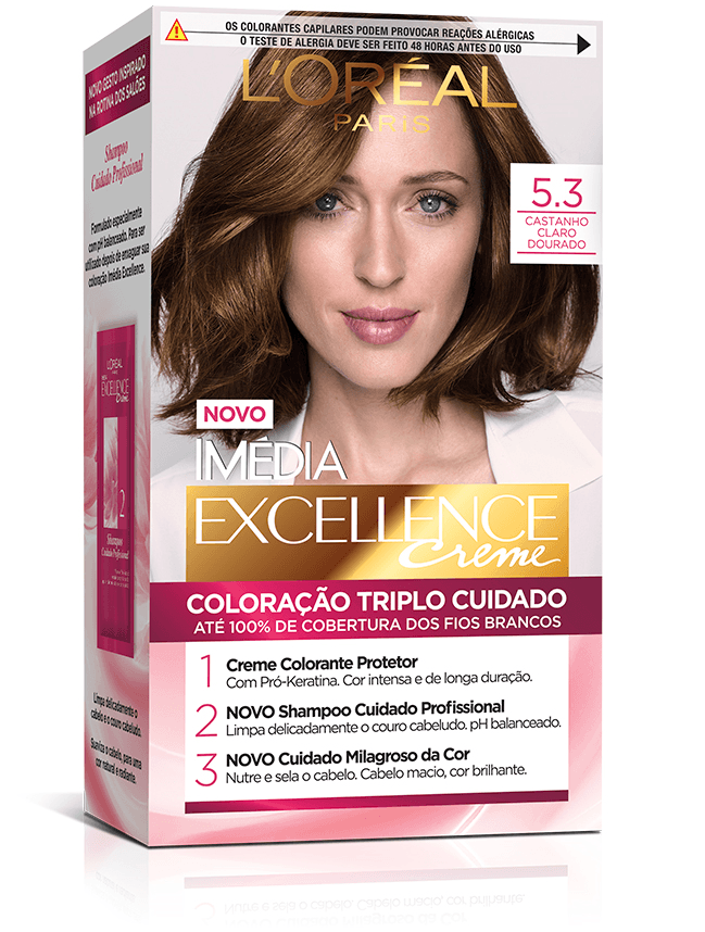 Kit Tintura Imédia Excellence L'Oréal Castanho Claro Dourado 5.3