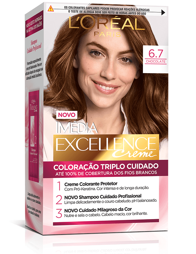 Kit Tintura Imédia Excellence L'Oréal Chocolate 6.7