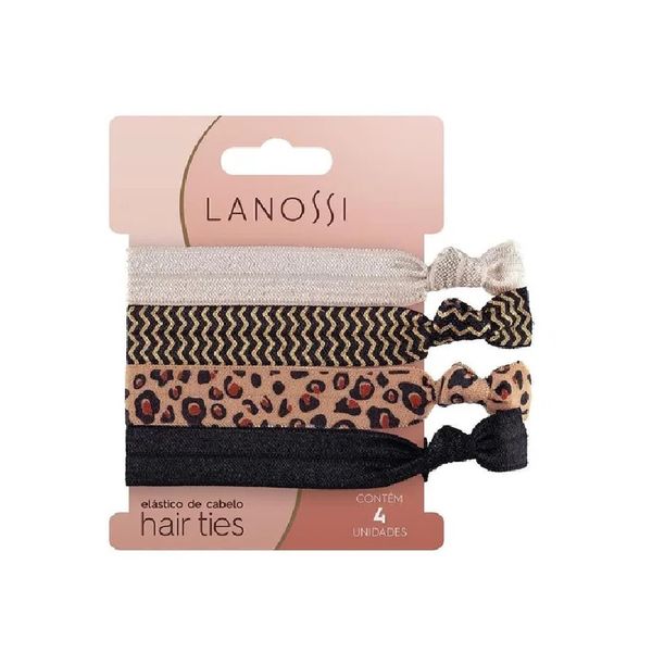 Prendedor Para Cabelo Lanossi Elástico HairTies Animal Print Com 4 Unidades Ls13