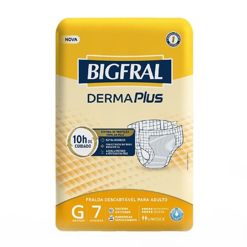 Fralda Descartavel Geriátrica Bigfral Derma Plus G Com 7 Unidades