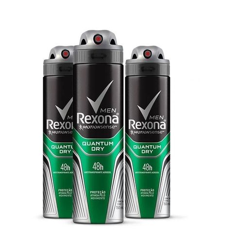 Kit Desodorante Aerosol Rexona Quantum 150ml - 3 Unidades