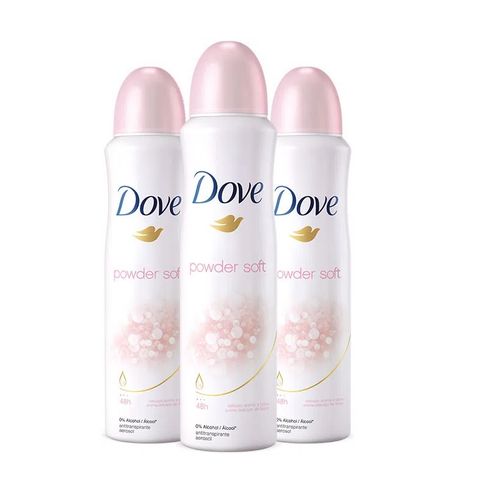 Kit Desodorante Aerosol Dove Powder Soft 150ml - 3 Unidades