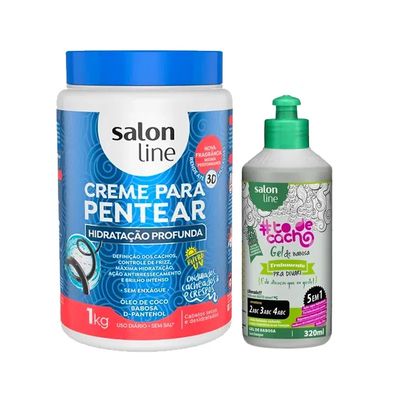 Kit Creme Para Pentear Salon Line Hidratação Profunda + Gel De Babosa Salon Line To De Cacho