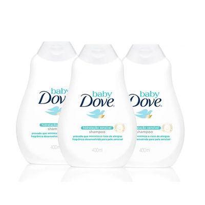 Kit Shampoo Baby Dove Hidratação Sensível 400ml - 3 Unidades