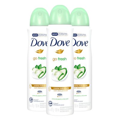 Kit Desodorante Aerosol Dove Go Fresh Refrescância 3 Unidades