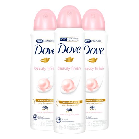 Kit Desodorante Aerosol Dove Beauty Finish 89g/150ml - 3 Unidades