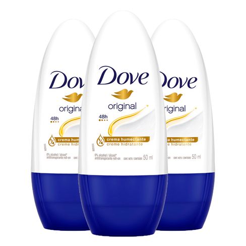 Kit Desodorante Roll On Dove Original 50ml - 3 Unidades