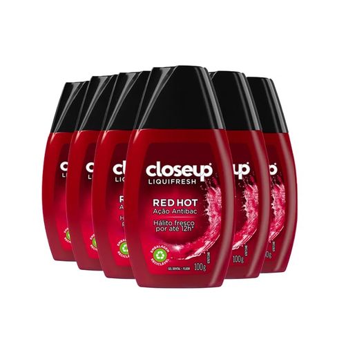 Kit Creme Dental Em Gel Close Up Liquifresh Red Hot 100g - 6 Unidades