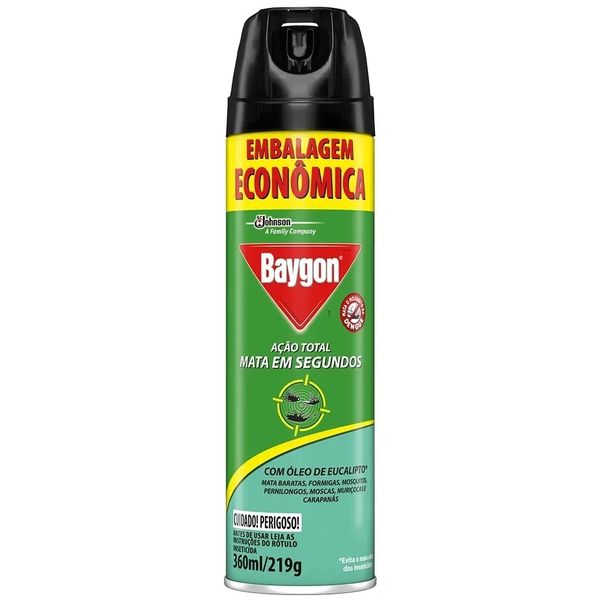 Inseticida Aerossol Baygon Ação Total Eucalipto Embalagem Econômica 360ml