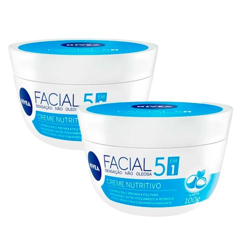 Kit Creme Hidratante Facial Nivea Cuidado Nutritivo 100g - 2 Unidades