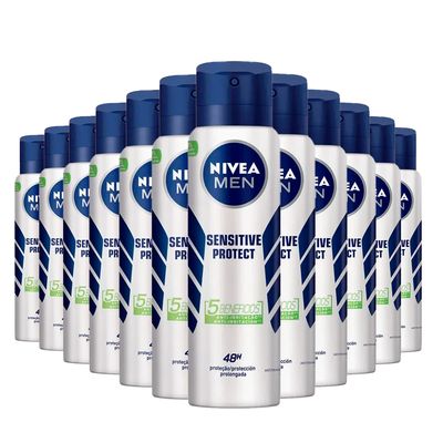 Kit Desodorante Aerosol Nivea Sensitive Protect For Men 150ml - 12 Unidades