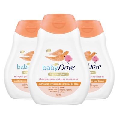 Kit Shampoo Baby Dove Cabelos Cacheados 200ml - 3 Unidades
