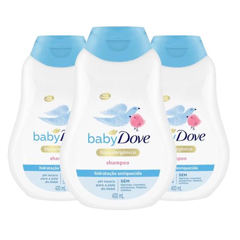 Kit Shampoo Baby Dove Hidratação Enriquecida 400ml - 3 Unidades