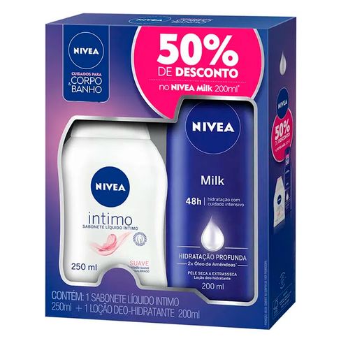Kit Sabonete Íntimo Nivea Suave + Loção Hidratante Nivea Milk 200ml