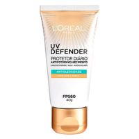 Protetor Solar Facial Com Cor L'Oréal UV Defender Antioleosidade FPS60 Média 40g