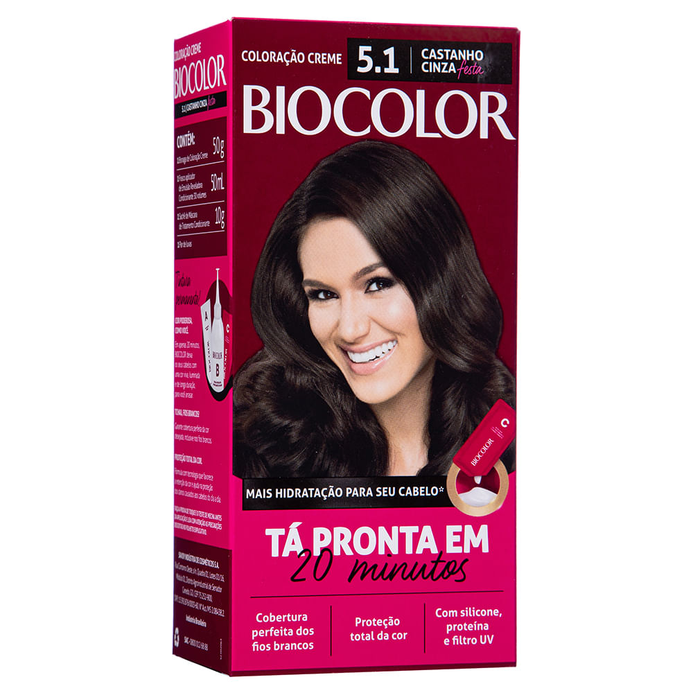 Mini Kit Tintura Creme Biocolor Castanho Cinza 5.1