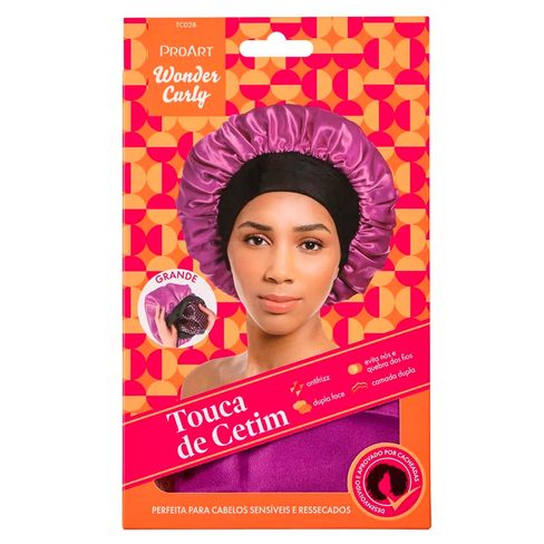 Touca De Cetim ProArt Wonder Curly Dupla Camada G Rosa