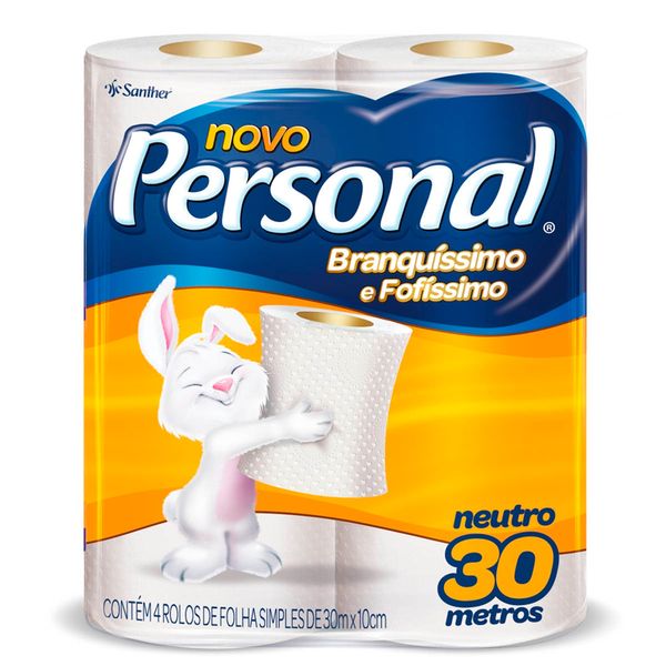 Papel Higiênico Personal Neutro Folha Simples 30M 4 Unidades