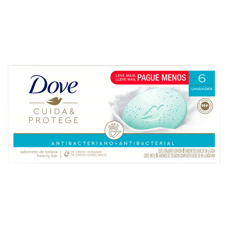 Sabonete Em Barra Dove Cuida E Protege - 6 Unidades 90g