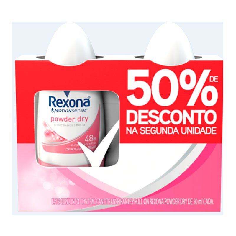 Kit Desodorante Roll On Rexona Power 50ml 2 Unidades