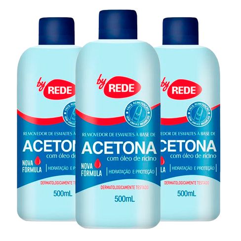 Kit Removedor De Esmalte By Rede A Base De Acetona 500ml - 3 Unidades