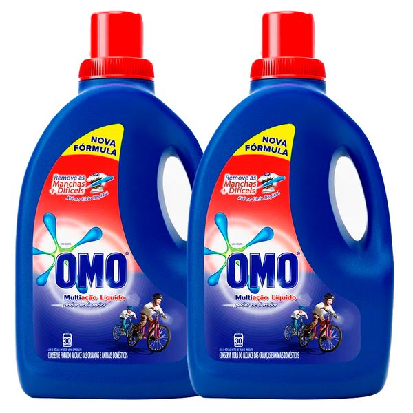 Kit Sabão Líquido Omo Multiação Poder Acelerador 3L Com 2 Unidades