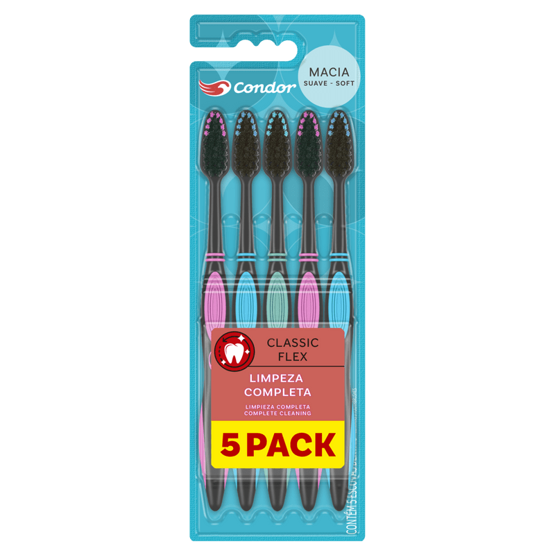 Escova Dental Condor Classic Flex Pack Com 5 Unidades