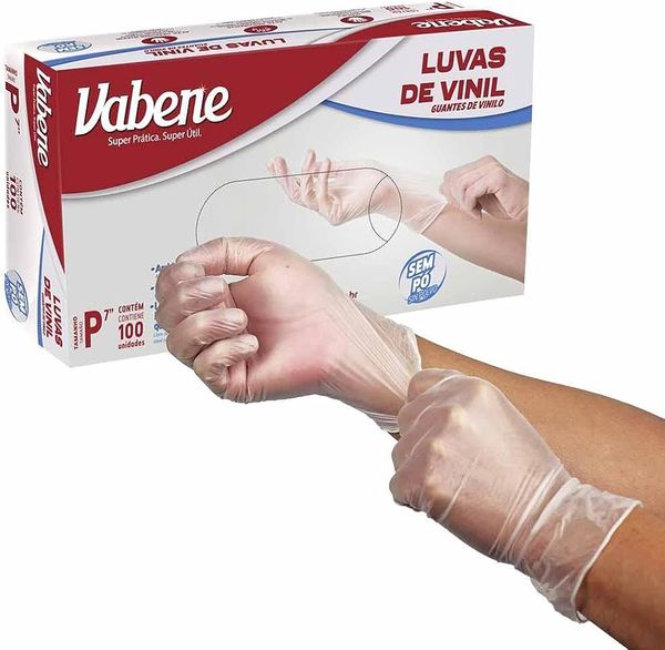 Luva Vinil Translúcida Sem Pó Tam P 100 Unidades