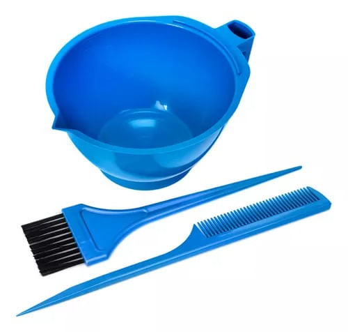 Kit Para Tintura Santa Clara Tigela + Pincel + Pente Cor Azul