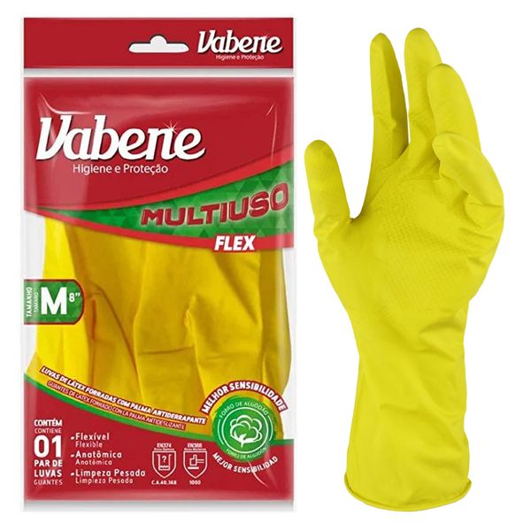Luva Vabene Latex Amarela Tamanho M
