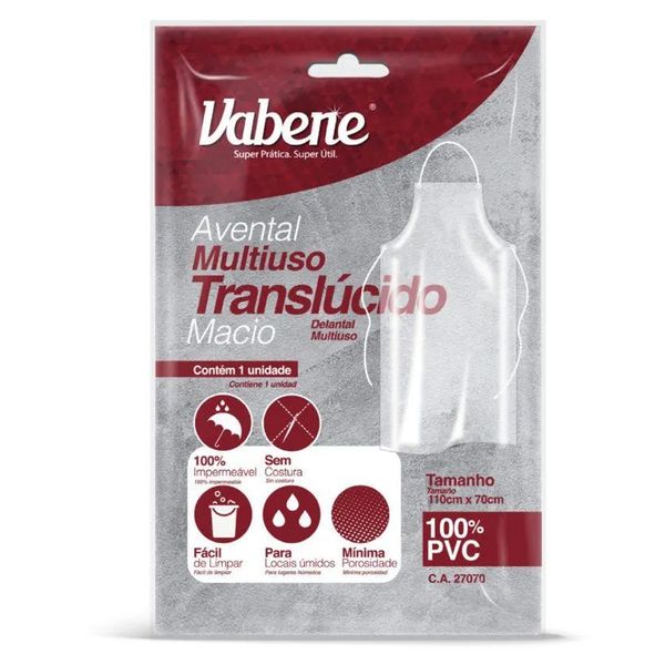Avental Multiuso Vinil Vabene Translucido 120Cmx70cm