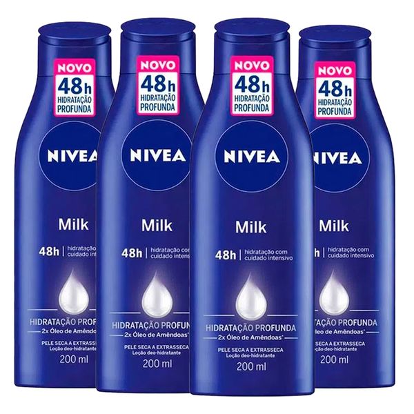 Kit 4 Cremes Hidratantes Corporal Nívea Body Extra Seca 200ml