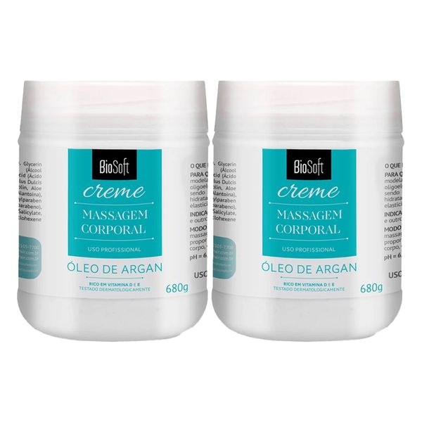 Kit 2 Cremes Para Massagem Corporal Bio Soft Òleo De Argan 680g